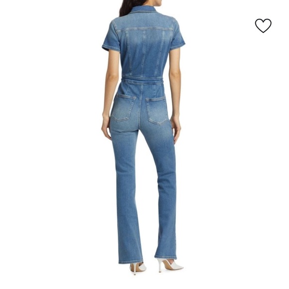 Good American Fit For Success Blue Stretch Denim Jean Jumpsuit, size XL extra lg - Picture 3 of 14